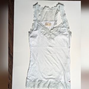 Hollister White Lace Trim Camisole W/Hole *See Description
